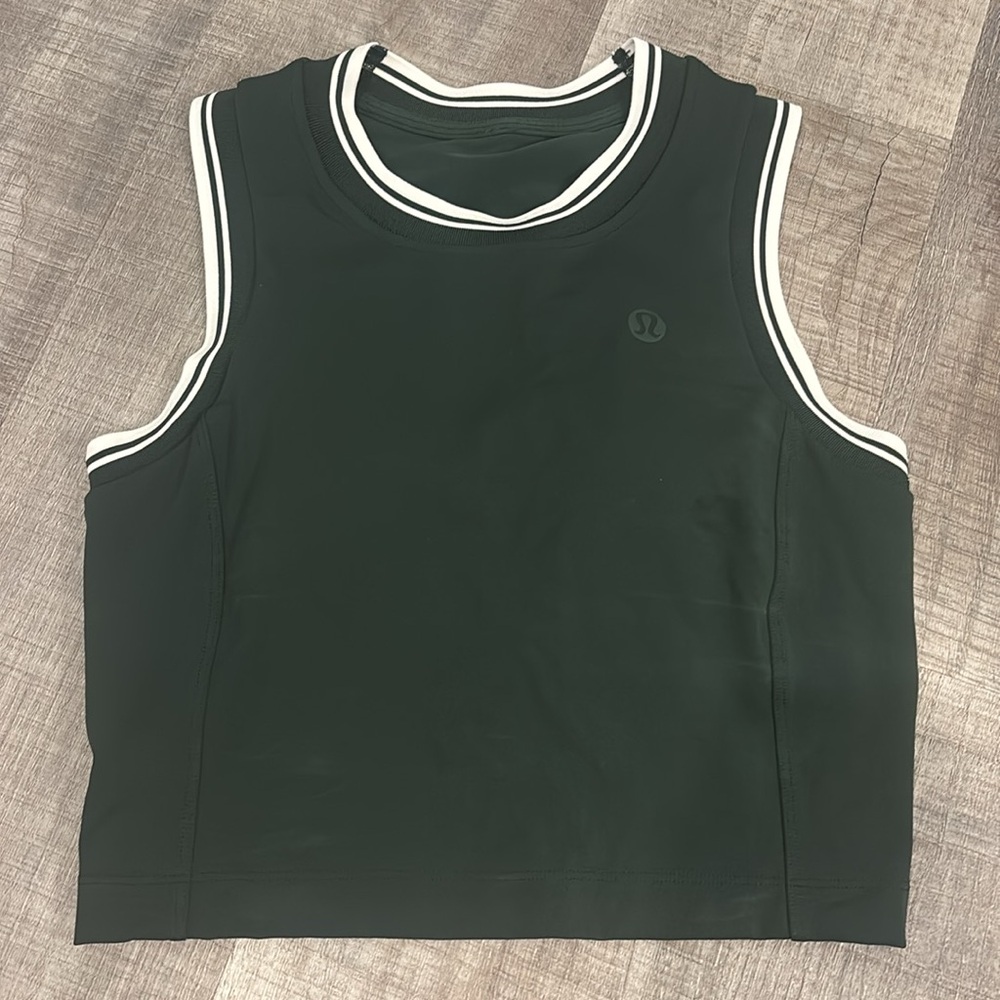 lululemon athletica Dark Green Tank Top with White Trim